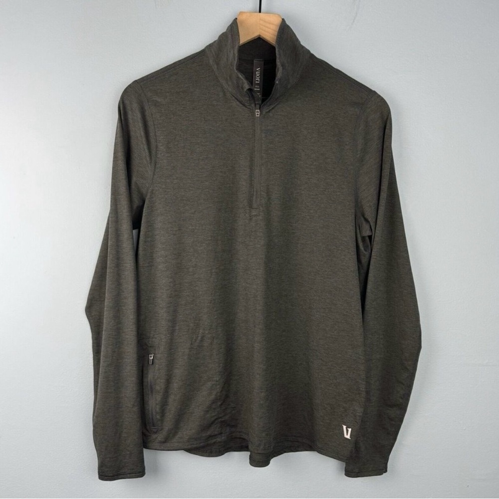 Vuori Men’s Ease Performance 1/2 zip Long Sleeve Heather Grey Size Small